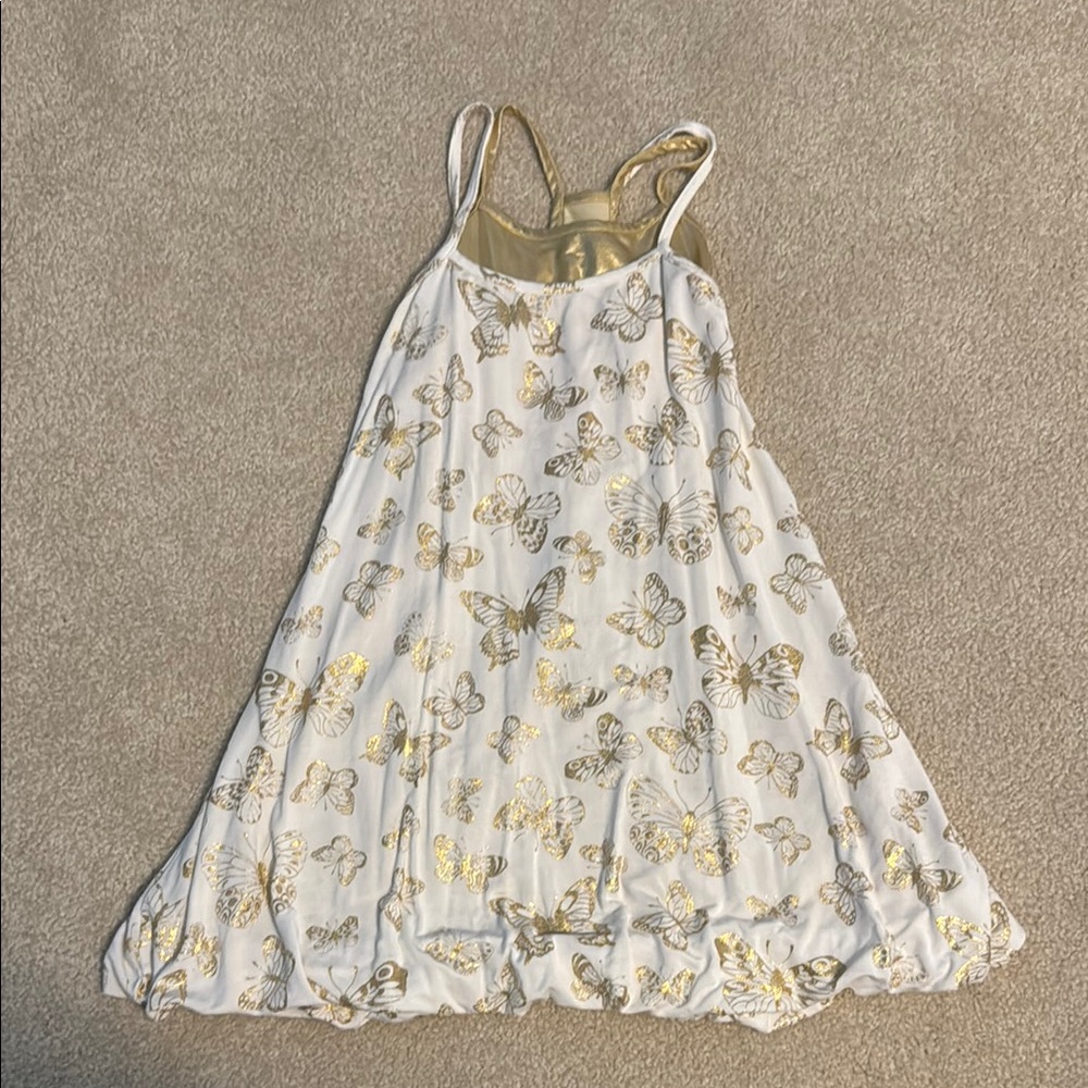 Imoga girls size 3 gold and white butterfly dress